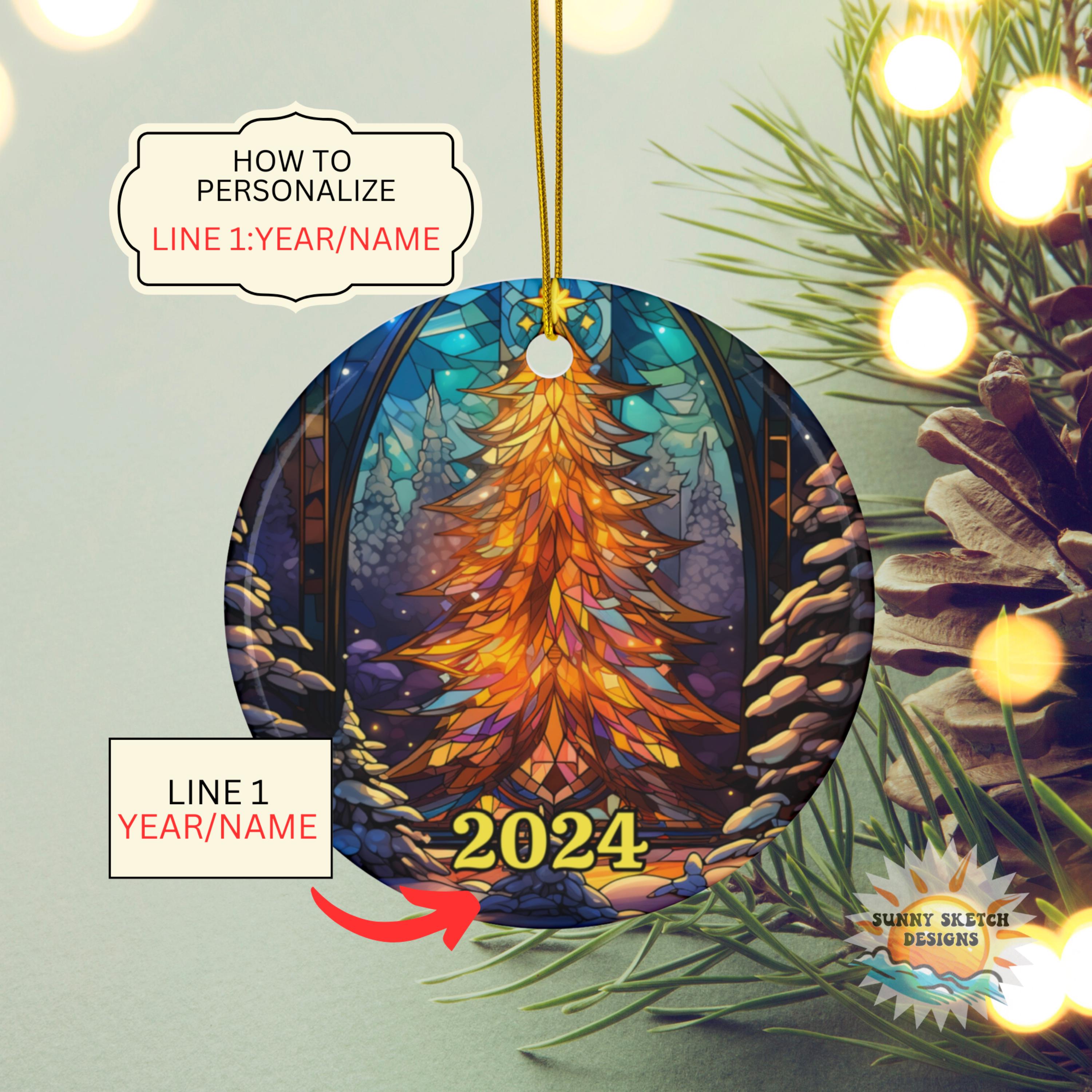 Christmas Tree Ornament With a Stained Glass Look, Custom 2025 ...