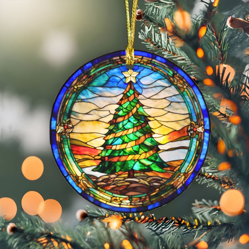 Christmas Tree, 2025 Ornament, Stained Glass Effect Christmas Ornament