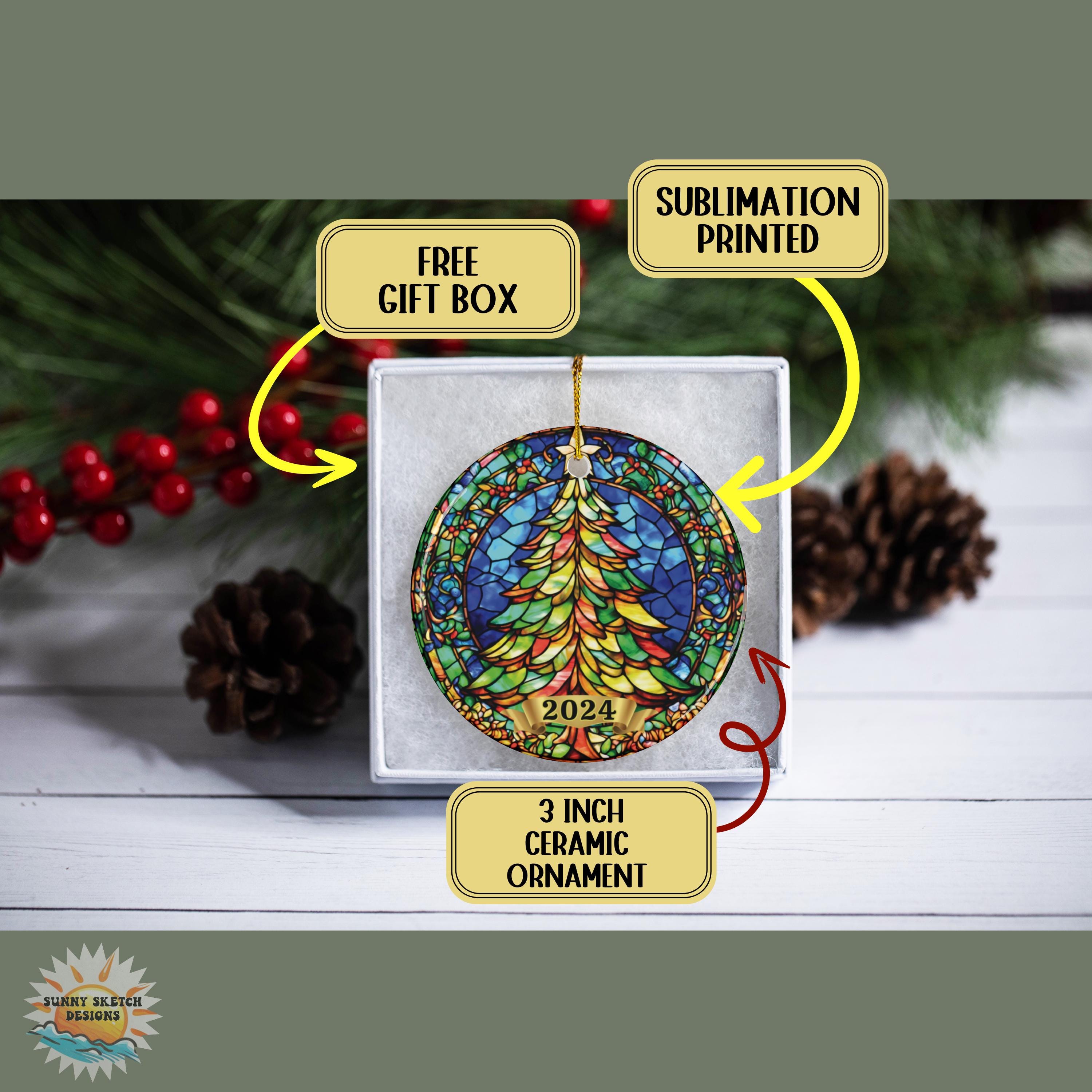 Christmas Tree, 2024 Ornament, Christmas Ornaments, Christmas Decoration, Ceramic, Stained Glass-Look Ornament, Holiday Gift Idea, Custom