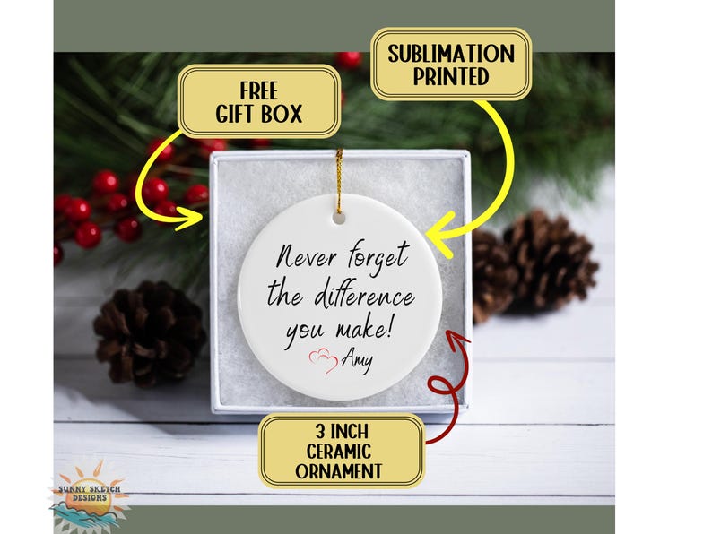 Never the Difference You Make Ceramic Ornament, Personalized