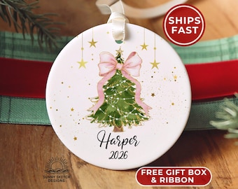 Personalized Girls Christmas Ornament, Custom Name Year Girls Christmas Ornament Keepsake Gift for Girl Custom Child Name Christmas Ornament