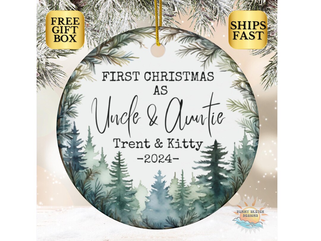 Our First Christmas as Auntie & Uncle Ornament, Baby Announcement Gift ...