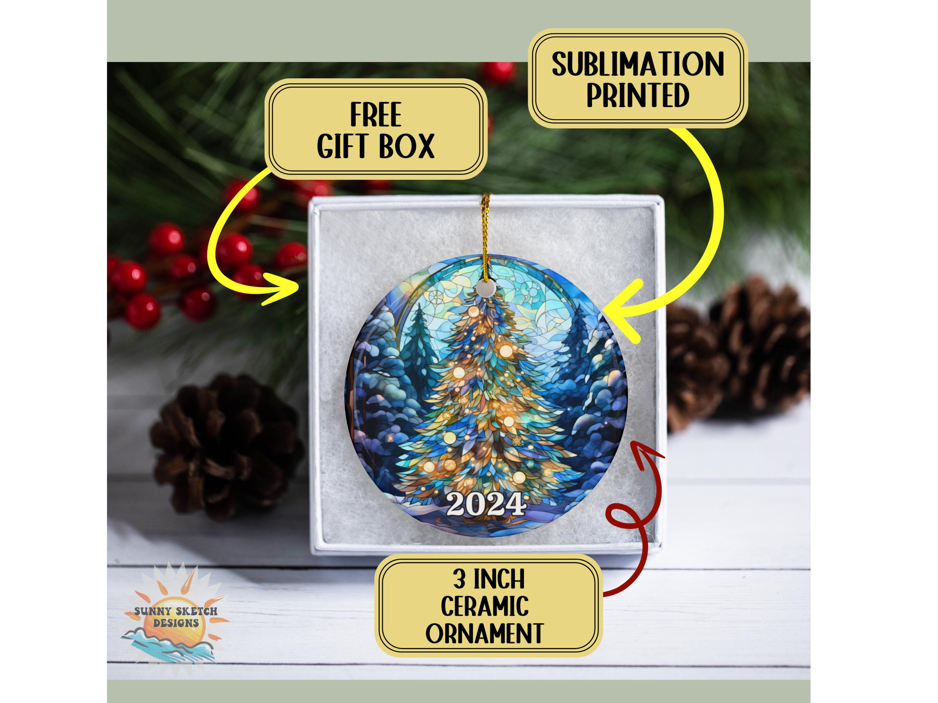 Stained Glass Effect Christmas Tree Ornament, Custom Ornament ...