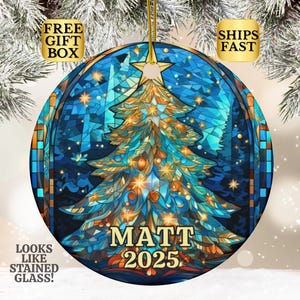 Christmas Tree Ornament with a Stained Glass Look, Custom 2026 Christmas Ornament, 2026 Christmas Decoration, Ceramic Ornament, Boho Style
