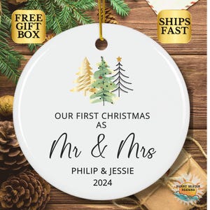 Custom Our First Christmas Together Ornament, Personalized First Christmas Married Ornament 2024, Names and Date Newlywed Christmas Keepsake