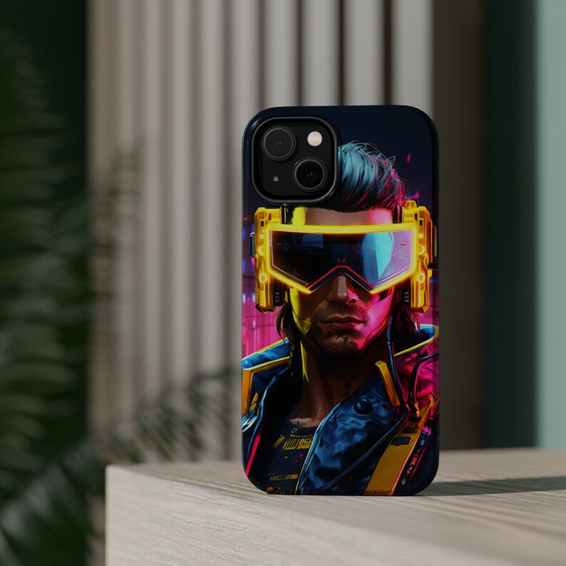 MagSafe iPhone Case Cyberpunk 2077 Face Visor Futuristic Style for iPhone 15/ 14 / Pro / Plus / Pro Max and iPhone 13 / Mini / Pro / Pro Max image 1