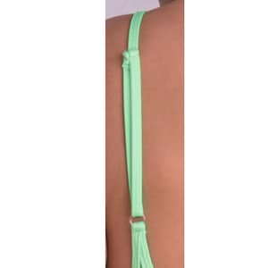 Body transparente de lencería, bikini de una pieza, escote en V de malla elástica, braguita de tanga con tiras ajustables, color verde menta imagen 3