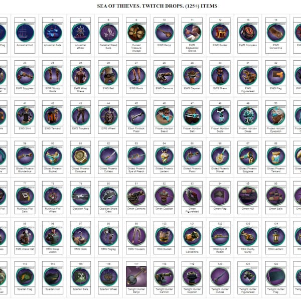 Sea Of Thieves - TWITCH DROPS - 138 Einzelteile - Twitch Skins