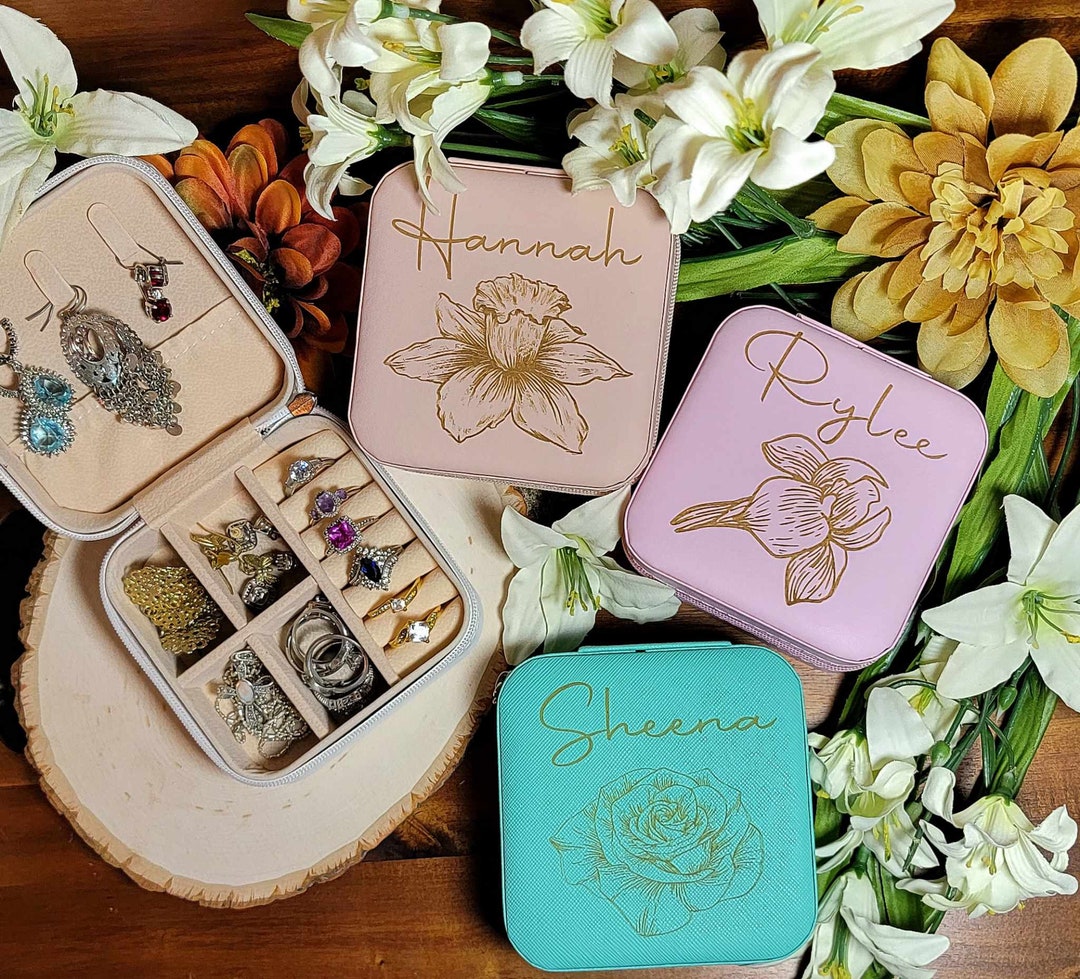 Engraved Jewelry Box,leather Jewelry Travel Case,bridesmaid Proposal