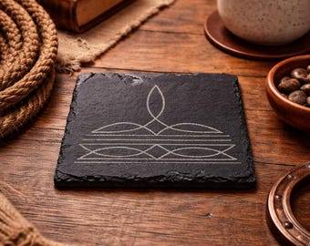 Western Boot Stitch Laser Engraved Slate Coasters