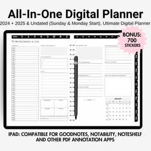 Digital Planner 2024 2025 Undated Digital Planner Goodnotes, IPad Planner 2024 2025, Ultimate All In One Digital Planner Goodnotes 2024