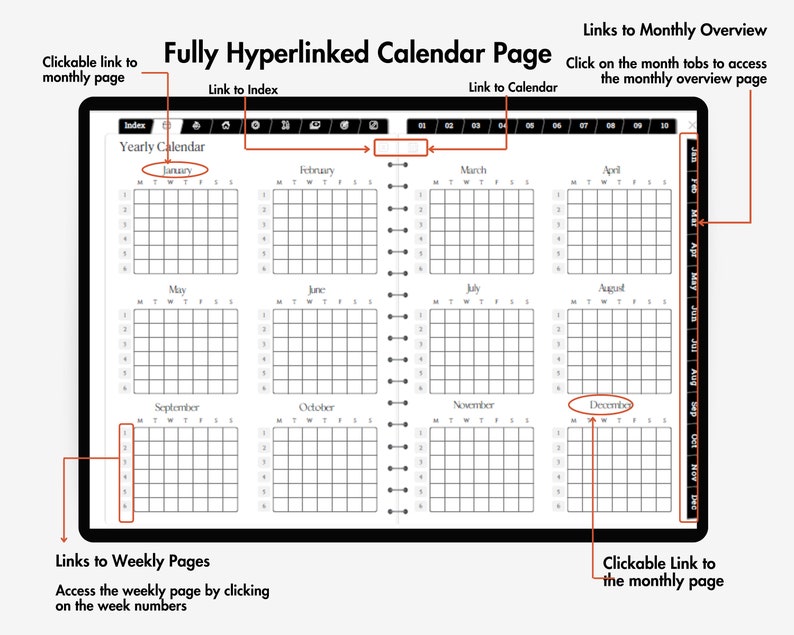 Undated Digital Planner Ipad, All in One Digital Planner Undated Daily