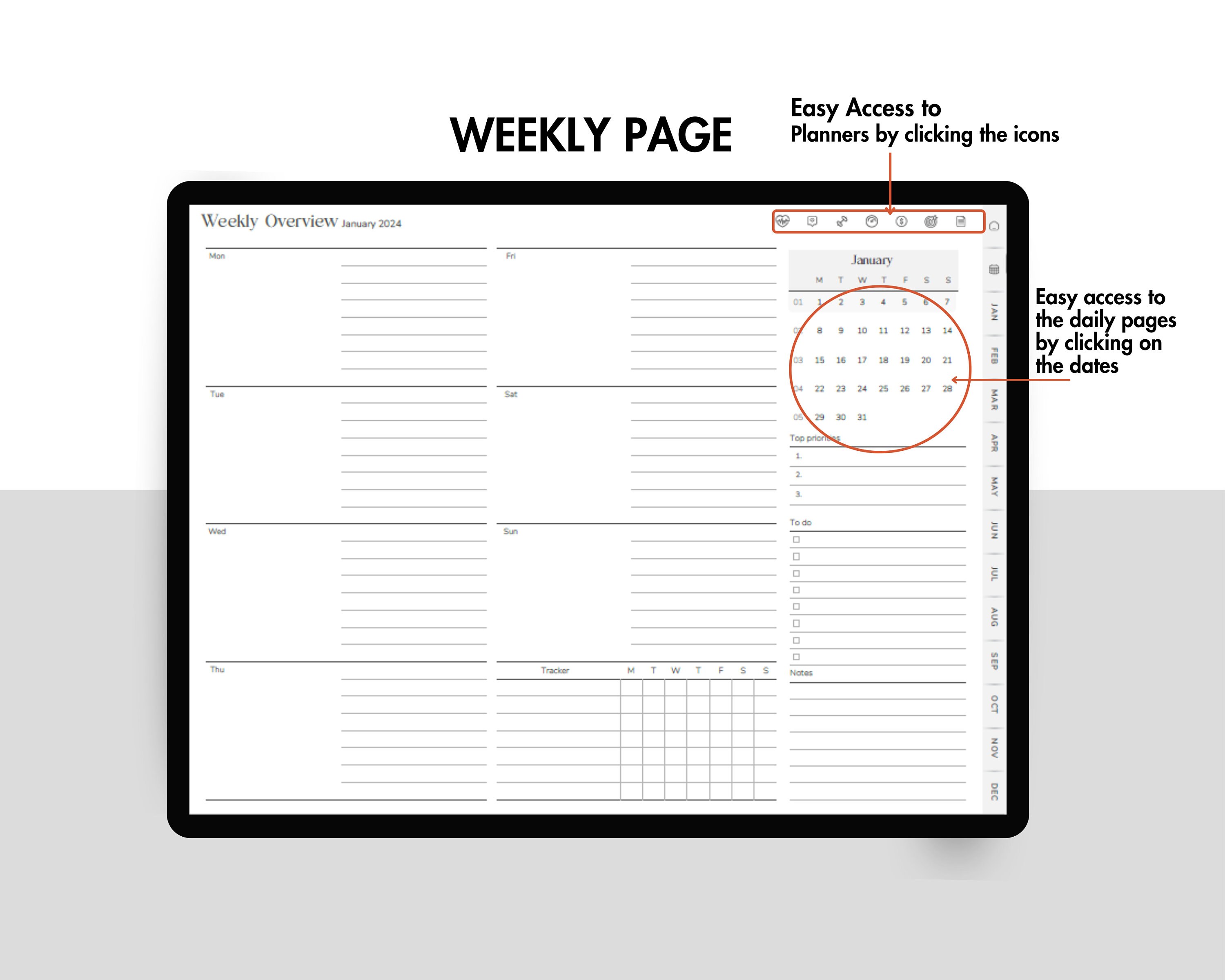 All in One Digital Planner 2024 2025 Goodnotes Planner, Ultimate iPad Planner 2024 Hyperlinked