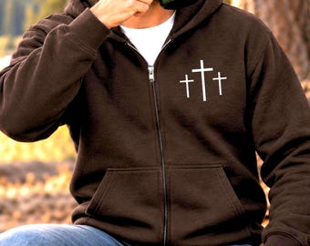 Christian Zip Up Hoodie Faith Sweatshirt for Men Religious Jacket Full Zip Christian Gift for him Christian Cross Hoodie Fleece Jesus shirt