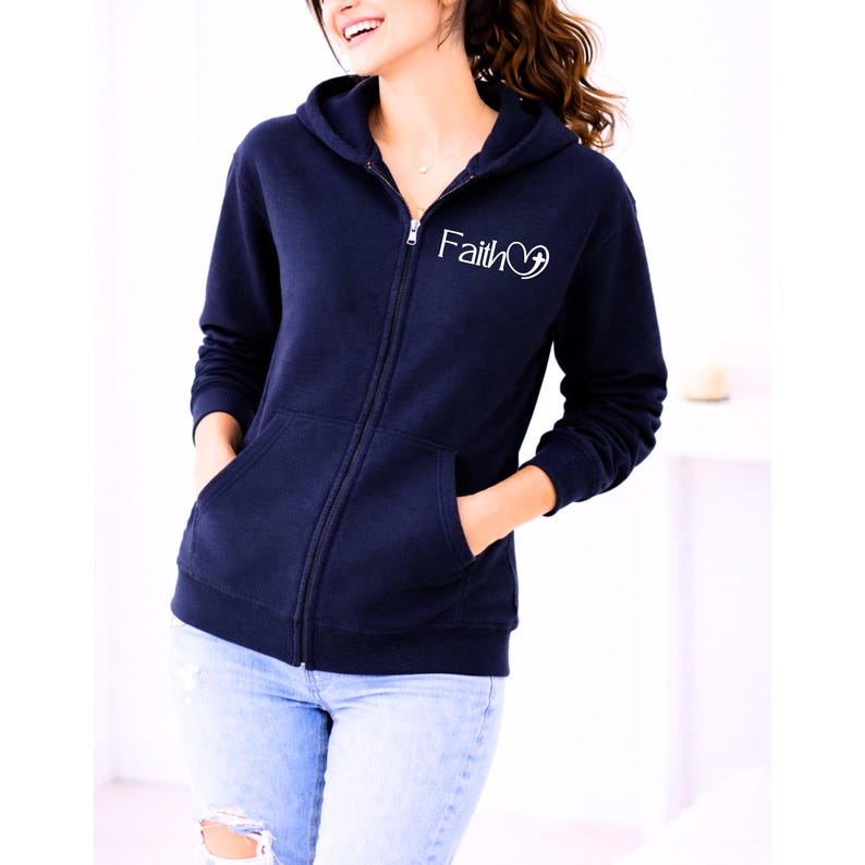 Zip up Hoodie Faith clothes Christian Zip Hoodie Sweatshirt Christian Merch womens black Faith zip up lightweight jacket Religious clothes image 9