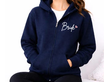 Zip Up Hoodie Bride Getting Ready Outfit for Bridesmaids getting Ready Shirt Bridal Party Mother of the Bride gift from Daughter Sweatshirt