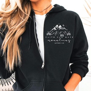 Womens Christian Bibel Vers Sweatshirt Wandern Outdoor Geschenk für Christian Woman Faith Apparel Reißverschluss Hoodie Fleece Jacke Inspirational Top