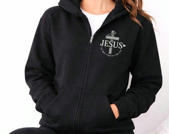 Womens Zip Up Hoodie Gift Fleece Jacket for Her Birthday Gift for Women Gift for Wife Mom Sister Christian Zip Up Sweater for Godly Woman