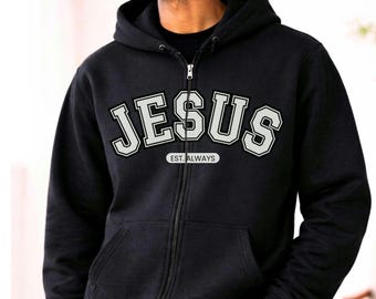 Men’s Christian Zip Up Hoodie Jesus Sweatshirt Faith Based Full Zip Religious Hoodie Christian Gift for Him Pastor Appreciation Jacket gift
