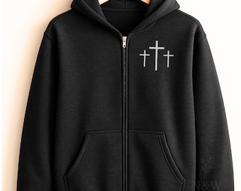Christian Zip Up Hoodie & Faith Sweatshirt for Men Unisex Religious Jacket Full Zip Christian Gift for him Christian Cross Hoodie Fleece