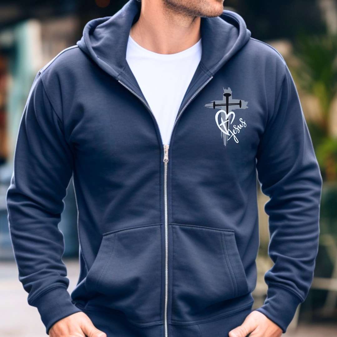 Zip up Faith Hoodie Jesus Zip up With Cross Gift for Christian Zip up ...