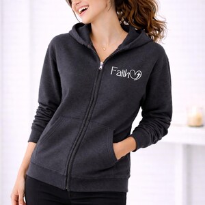 Zip up Hoodie Faith clothes Christian Zip Hoodie Sweatshirt Christian Merch womens black Faith zip up lightweight jacket Religious clothes image 7