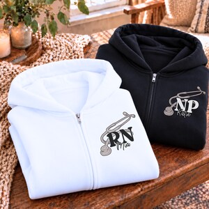 Nursing Jacket Personalized Gift RN Jacket Fleece zip up Custom Sweatshirt Nurse Graduation gift for Her Birthday Nurse zip up CRT gift CNA