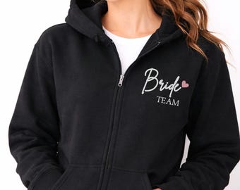 Paquete de sudaderas con capucha para fiesta nupcial Sudaderas con capucha personalizadas con cremallera Sudaderas con capucha para dama de honor Sudadera con capucha para novia con cremallera para madre de la novia Traje de boda para la mañana