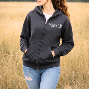 Zip up Hoodie Faith clothes Christian Zip Hoodie Sweatshirt Christian Merch womens black Faith zip up lightweight jacket Religious clothes image 11