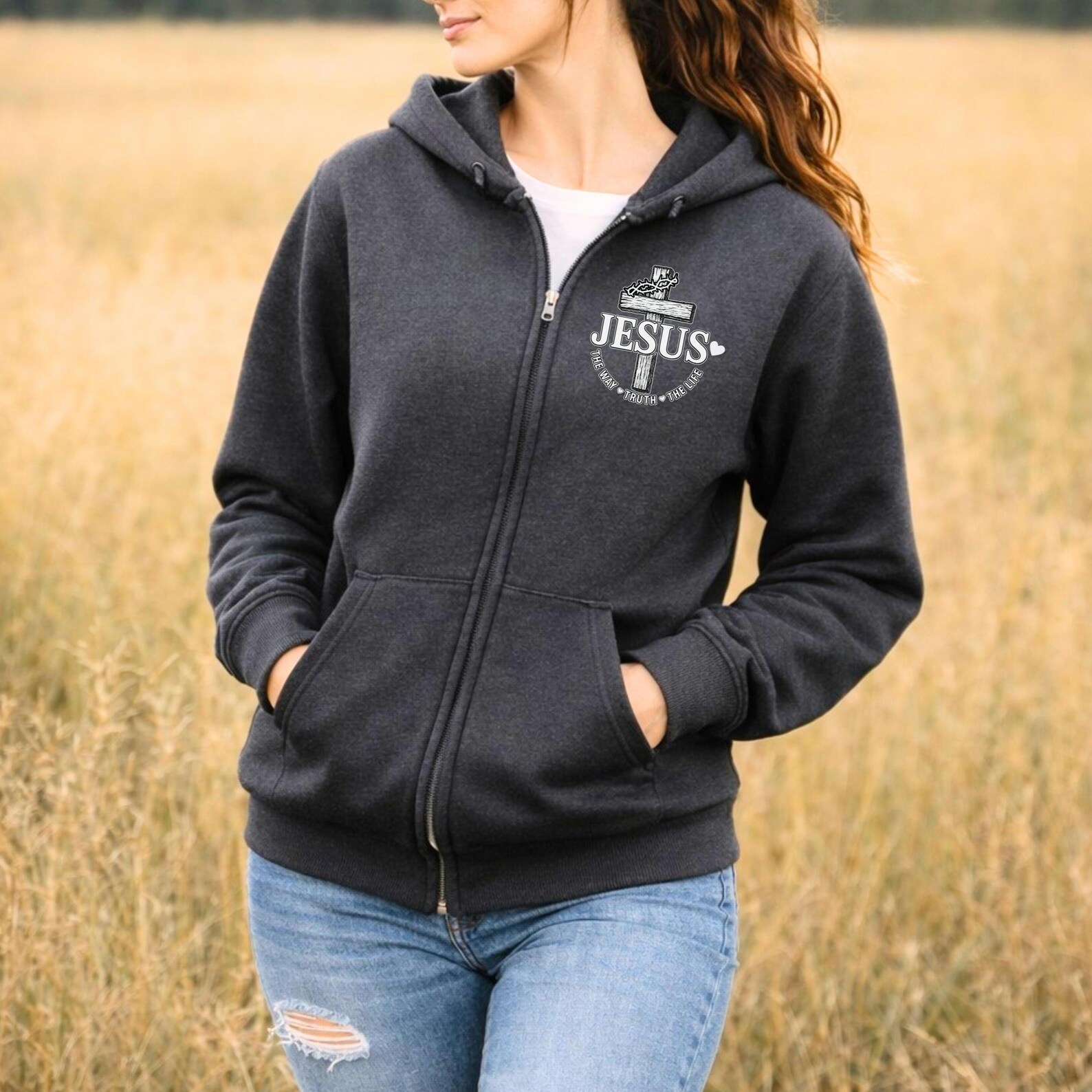 christian-zip-up-hoodie-for-women-jesus-cross-gildan-black-hoodie-faith