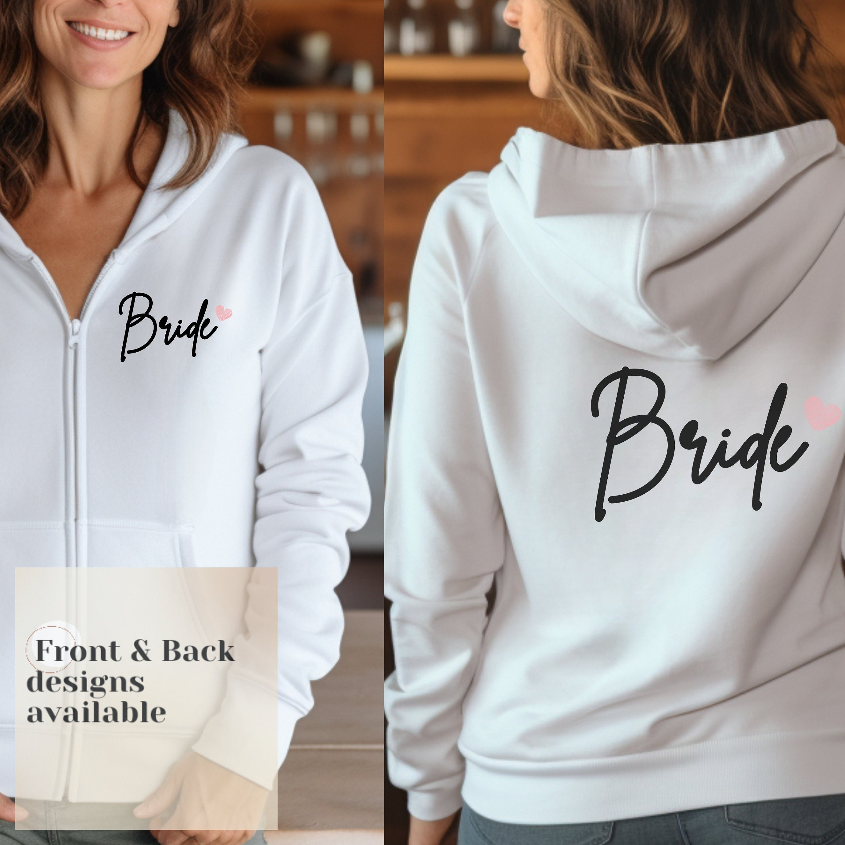 Zip up hoodie bride getting ready outfit for bridesmaids getting ready