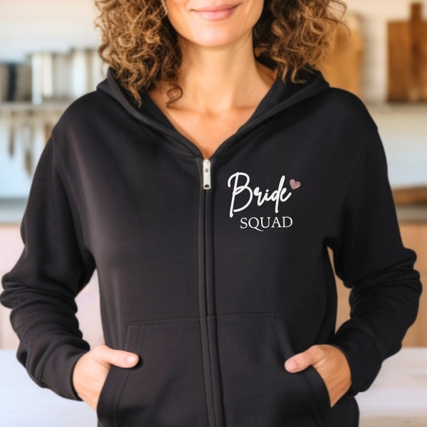 Sweat à capuche zippé Tenue de mariée pour les demoiselles d'honneur qui se préparent Chemise nuptiale Cadeau mère de la mariée de la fille Sweat-shirt