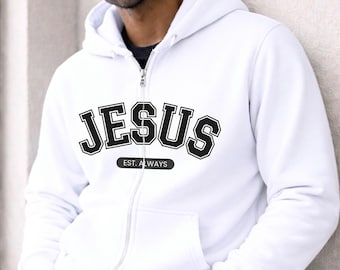 Men’s Christian Zip Up Hoodie Jesus Sweatshirt Faith Based Full Zip Religious Hoodie Christian Gift for Him Pastor Appreciation Jacket gift