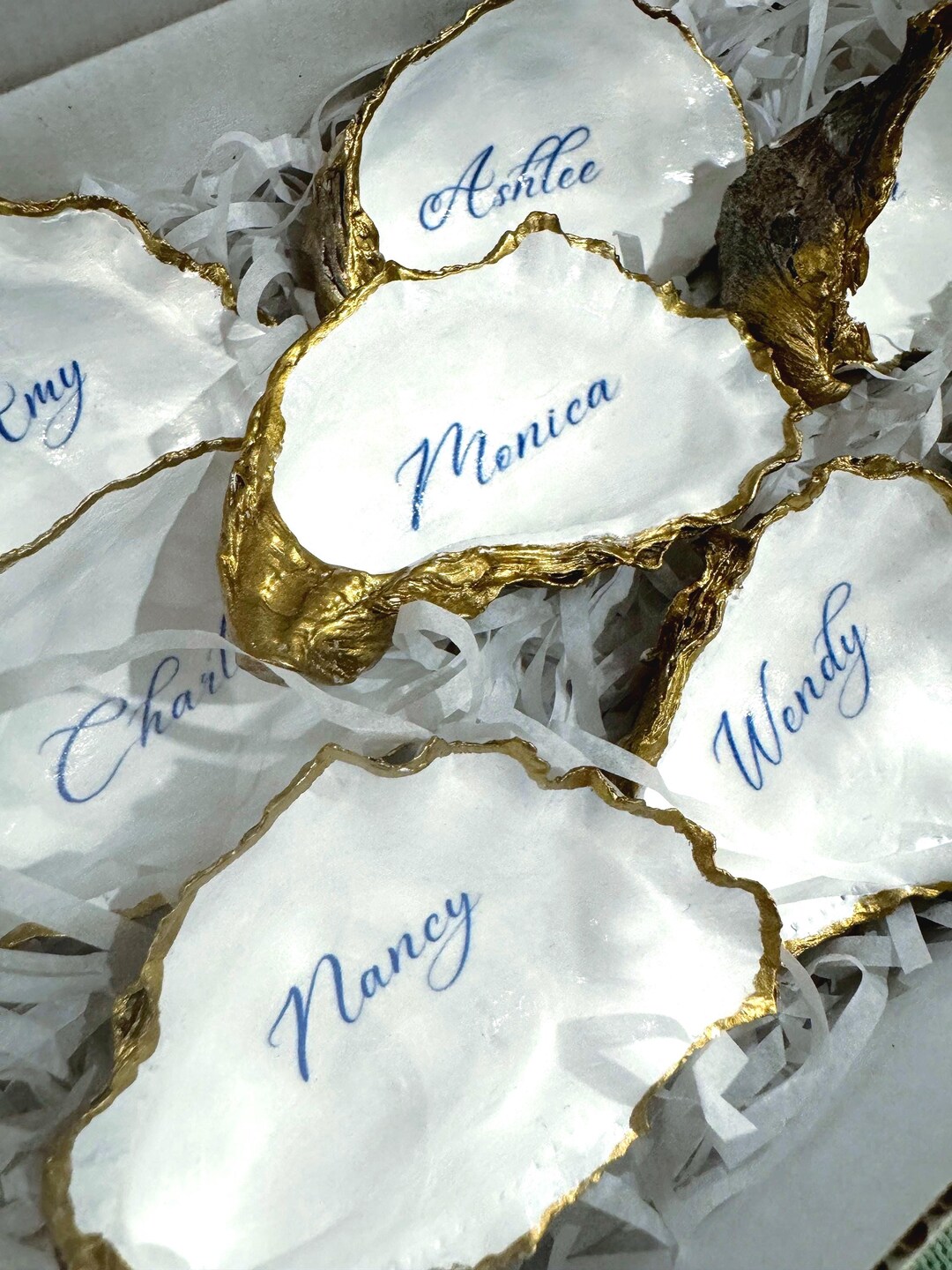 Personalised Oyster Shell Dish, Wedding Guest Favor, Placeholder ...