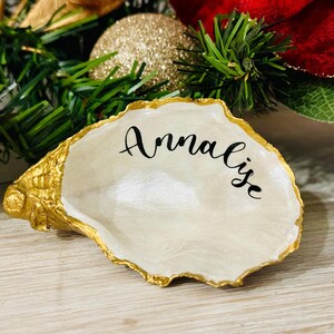 Personalised Oyster Shell Dish, Wedding Guest Favor, Placeholder ...