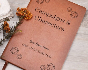 Campaigns And Characters Personalised Dungeons Notebook, Customised Campaign Notebook And Dragons Christmas Gift, Campaign Leather Journal
