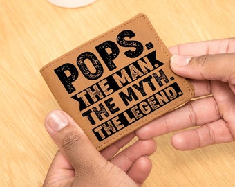 Pops The Man The Myth The Legend Leather Wallet Gift For Dad, Father Gift For Christmas, First Time Dad Grandpa, Gift For Husband