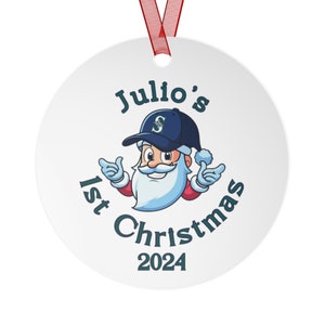 Addobbo in metallo personalizzato per il primo Natale del bambino, squadra MLB Seattle Mariners