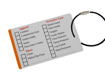 Field Hockey Gear Checklist Reminder, Customize, Organize Sports Equipment Bag, Secure Stainless Steel Keychain Cable Ring