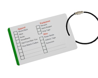Tennis Gear Checklist Reminder, Customize, Organize Sports Equipment Bag, Secure Stainless Steel Keychain Cable Ring