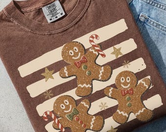Retro Gingerbread Man Shirt, Christmas Cookie Tee, Vintage Holiday Graphic T-Shirt, Cute Festive Comfort Colors Gift