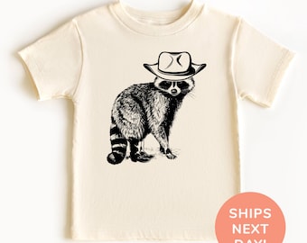 Chemise et grenouillère cowboy raton laveur, chemise Raccoon Lover pour tout-petits et jeunes, chemise western raton laveur, chemise western cowboy pour enfants