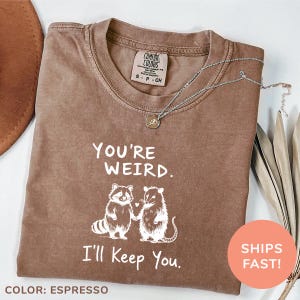 Comfort Colors® You&#39;re Weird I&#39;ll Keep You Shirt, Funny Raccoon Shirt, Vintage Retro Meme Shirt, Funny Opossum Shirt, Shirt for Women