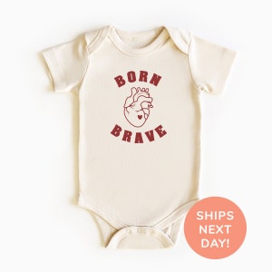 Born Brave Shirt and Onesie® Brave Toddler & Youth Shirt Congenital Heart Defect Awareness Shirt CHD Warrior Bodysuit Heart Kids Shirt