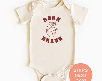 Born Brave Shirt and Onesie®, Brave Toddler & Youth Shirt, Congenital Heart Defect Awareness Shirt, CHD Warrior Bodysuit, Heart Kids Shirt