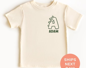Jungen Dino Namen Shirt, benutzerdefinierter Name Dinosaurier Shirt, Dino-Liebhaber Geschenk, personalisiertes Dino Shirt, Geburtstagsgeschenk Kinder, personalisierte Jungen Shirt