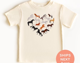 Chemise et grenouillère coeur cheval, chemise pour tout-petits et jeunes amoureux des chevaux, chemise équitation, chemise équestre, chemise chevaux, chemise coeur pour enfants
