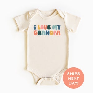a baby bodysuit with the words i love my grandpa on it