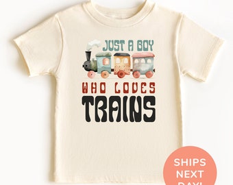 Gewoon een jongen die van treinen houdt Shirt en Onesie®, Train Lover Peuter & Jeugdshirt, Stoomlocomotief Shirt, Spoorwegconducteur Kindershirt