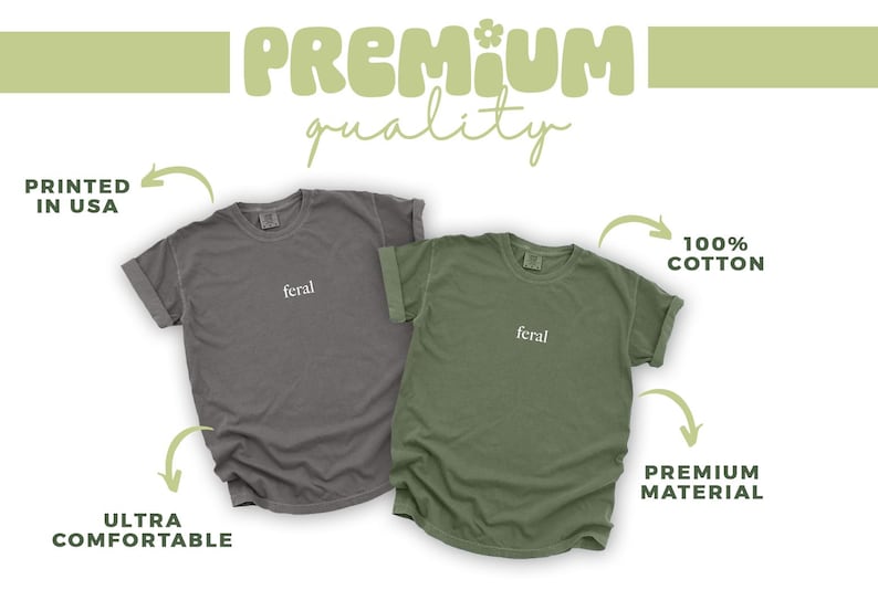 two t - shirts with the words premium quality printed on them
